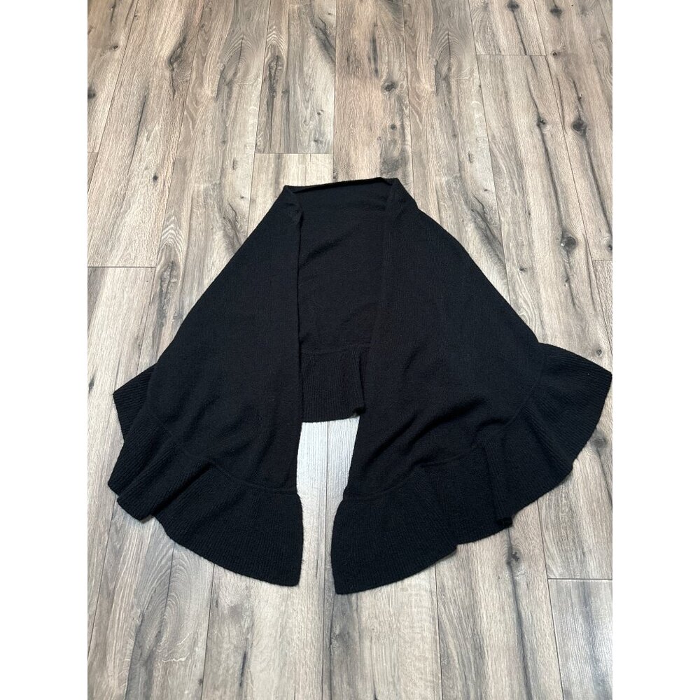 Ruffled Pally Black Shawl Cardigan By Rachel Roy - Acrylic & Wool Blend